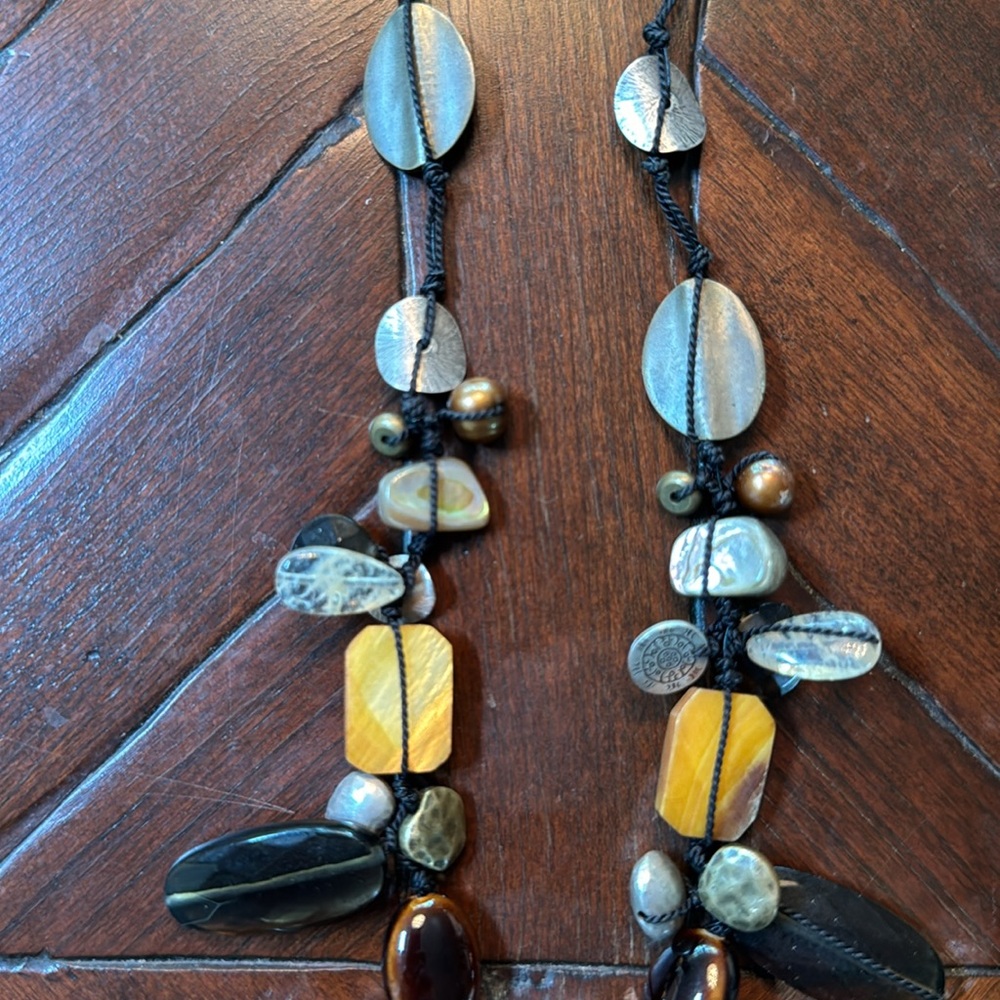 Slipada 925 Sterling Silver Tiger Eye & Pearl Necklace N2009 - Picture 6 of 6